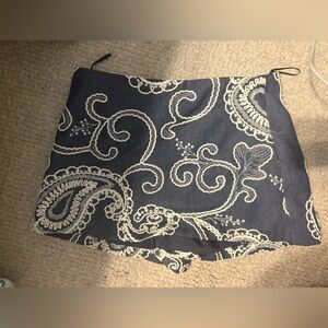 Zara Navy and White Paisley Skort